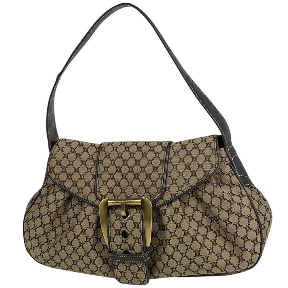 Celine Macadam Handbag One Shoulder Hobo Canvas Brown